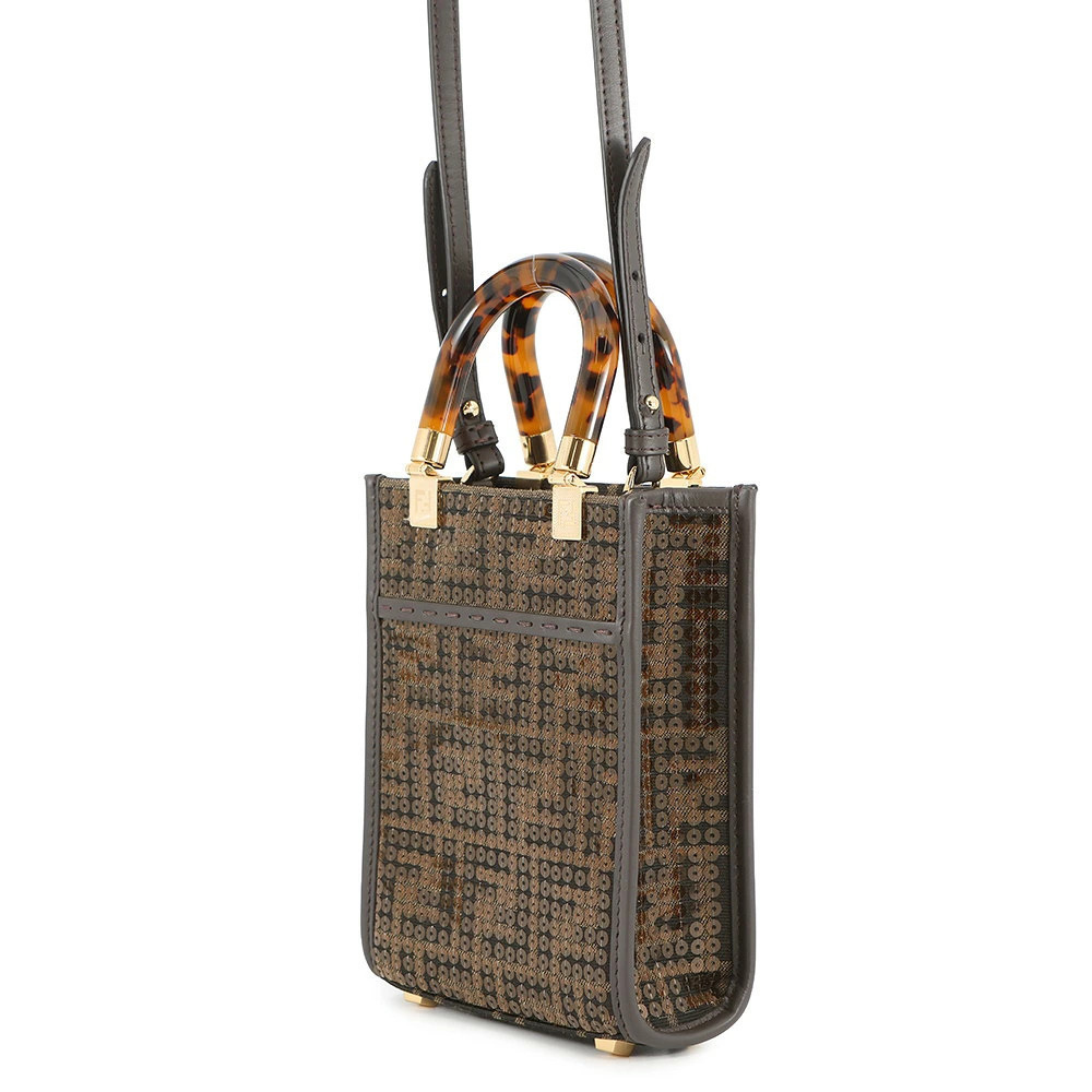 Fendi Sequins Bag Sunshine Zucca Canvas Shopper Handbag